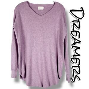 Dreamers Lilac Lightweight Sweater V Neck Oversized Fishtail Womens Size S
